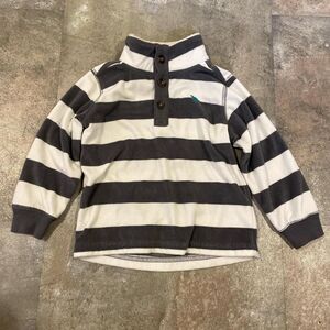 carters 2t gray and white striped quarter button fleece with teal dinosaur
